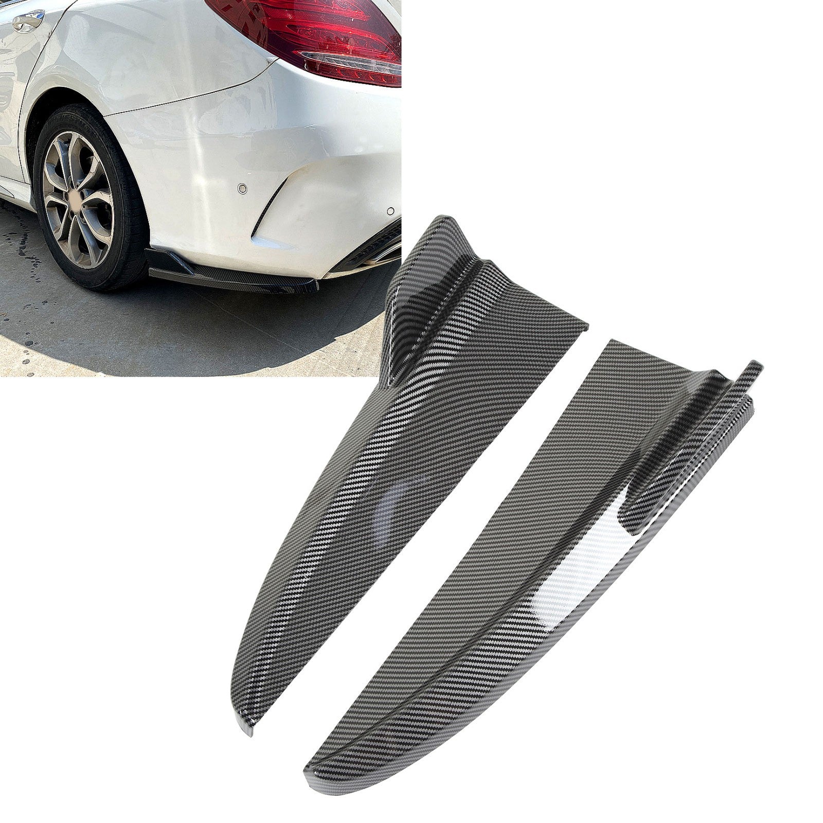 ﹒1 Pair Rear Bumper Lip Diffuser Tail Side Splitter For C‑Class W205 C43