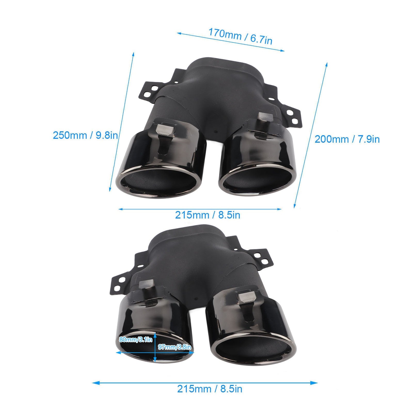﹒Quad Exhaust Tips For AMG C43 W205 S205 C205 A205 Facelift 2019+(Black Chrome )
