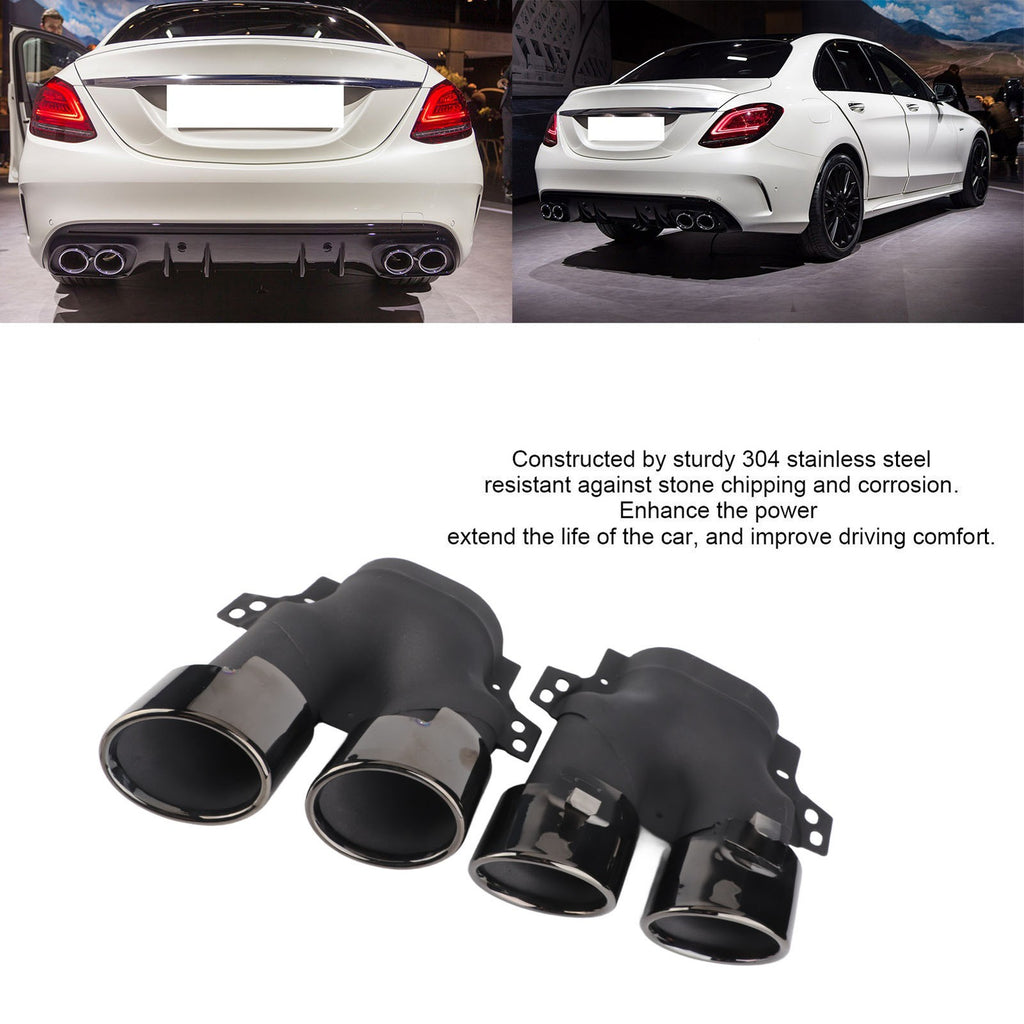 ﹒Quad Exhaust Tips For AMG C43 W205 S205 C205 A205 Facelift 2019+(Black Chrome )