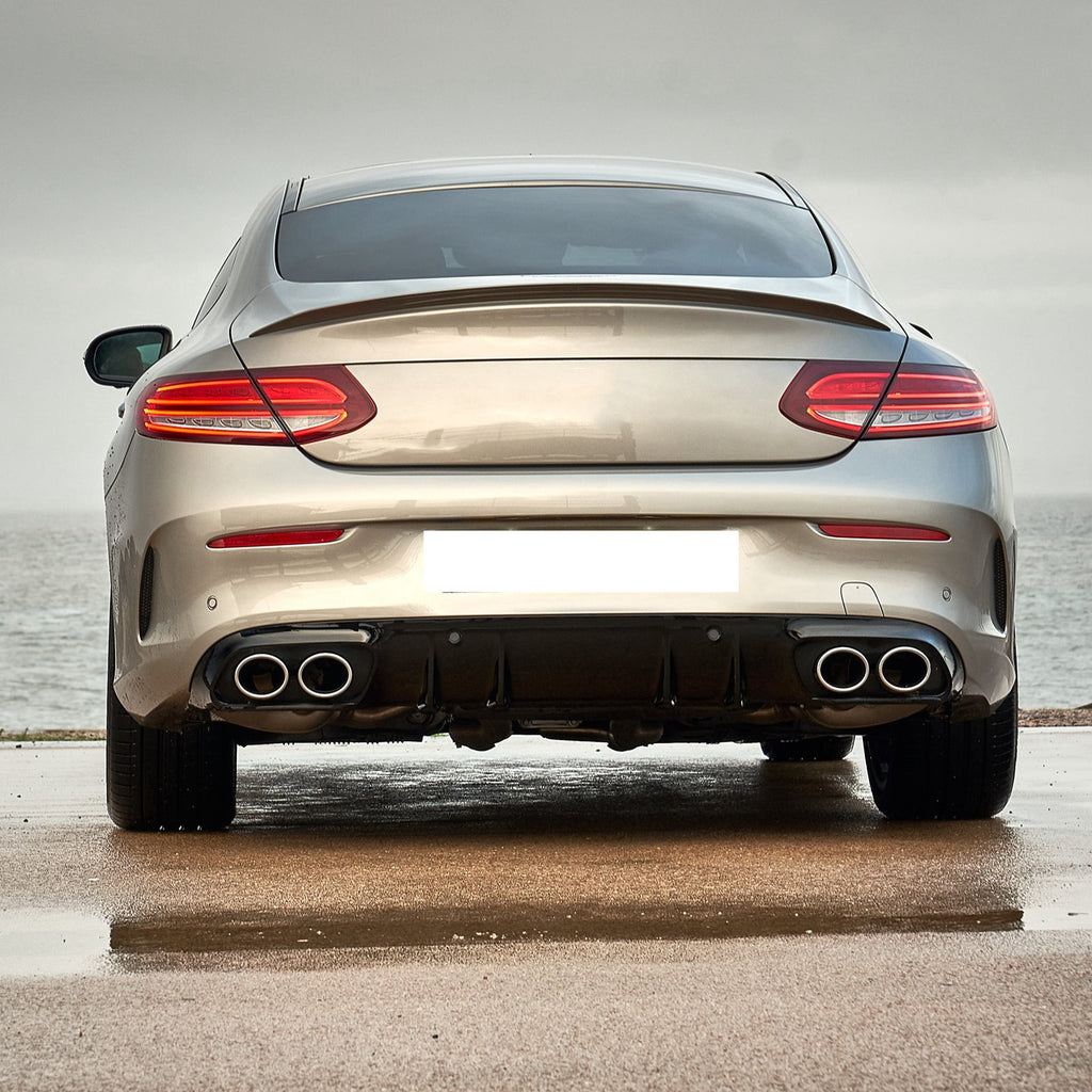 ﹒Quad Exhaust Tips For AMG C43 W205 S205 C205 A205 Facelift 2019+(Black Chrome )