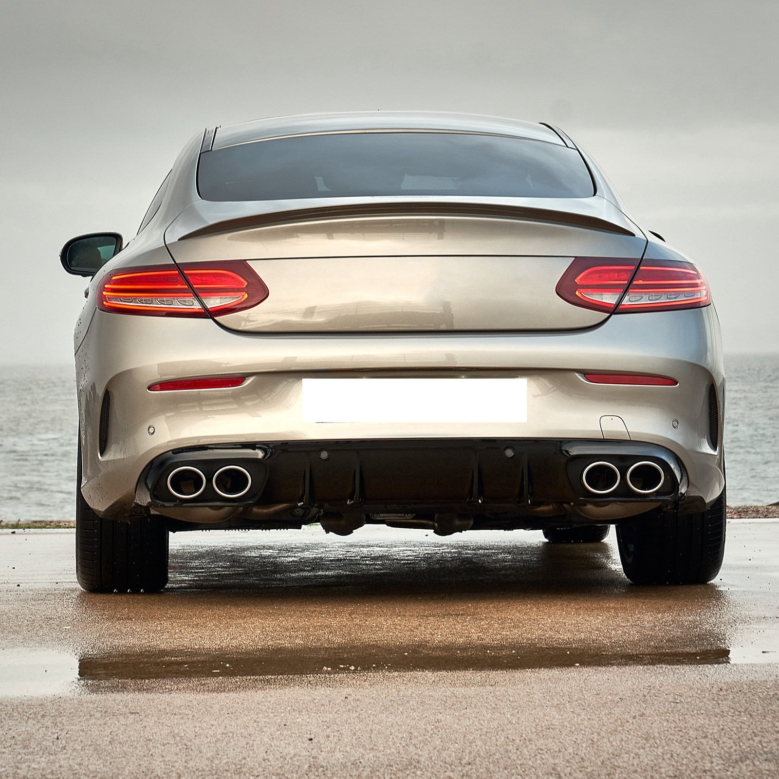 ﹒Quad Exhaust Tips For AMG C43 W205 S205 C205 A205 Facelift 2019+(Black Chrome )